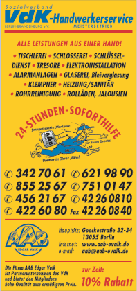 Anzeige in VdK-Broschüre, Kunde: AAB Edgar Valk