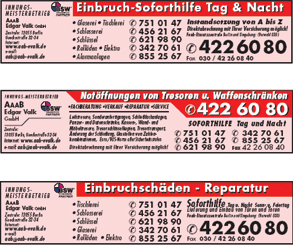 Anzeigenserie in Gelbe Seiten Berlin, Kunde: AAB Edgar Valk