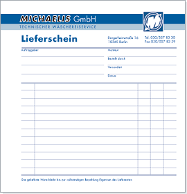 Lieferschein, Michaelis GmbH, Dahlwitz-Hoppegarten